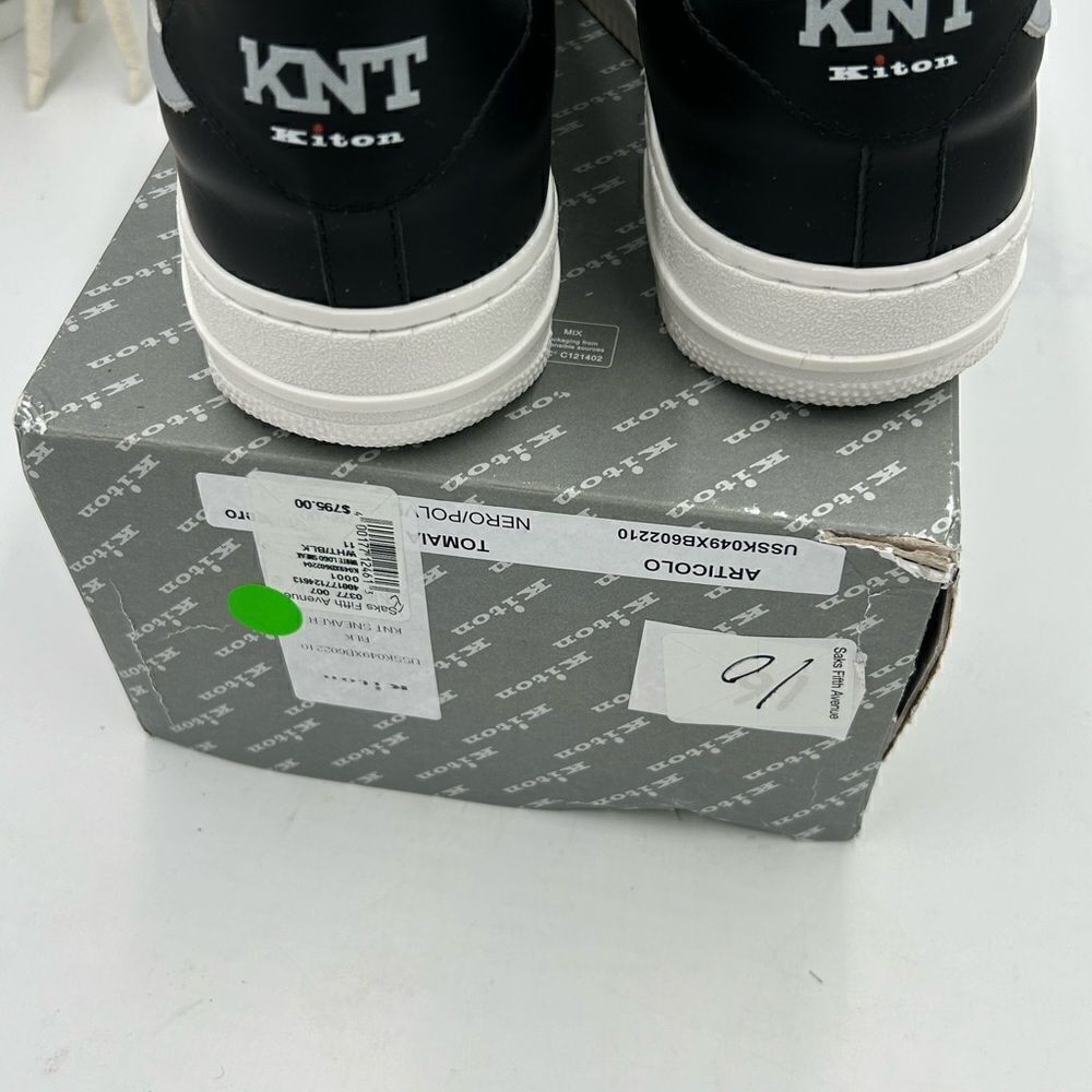 Men’s Kiton KNT black leather sneakers size 11 maiden in Italy - Picture 7 of 12